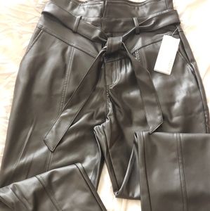 High waisted Leather belted pants